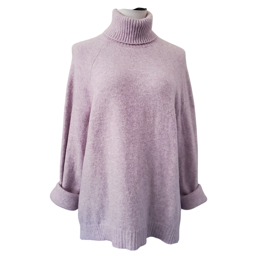 J.CREW Lavender Alpaca/ Wool Blend‎ High-Low Turtle Neck Sweater Women’s Large - Picture 6 of 14